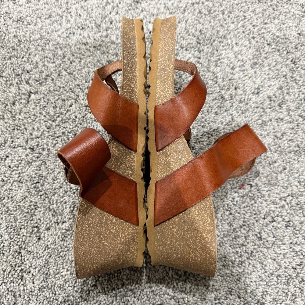 Yokono Made in Spain Toe Loop Wedge Sandals Brown Leather Cork Base Women’s US 8 - Picture 7 of 13